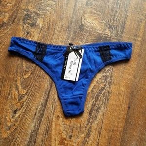 Cotton Thong Panty With Lace Accent